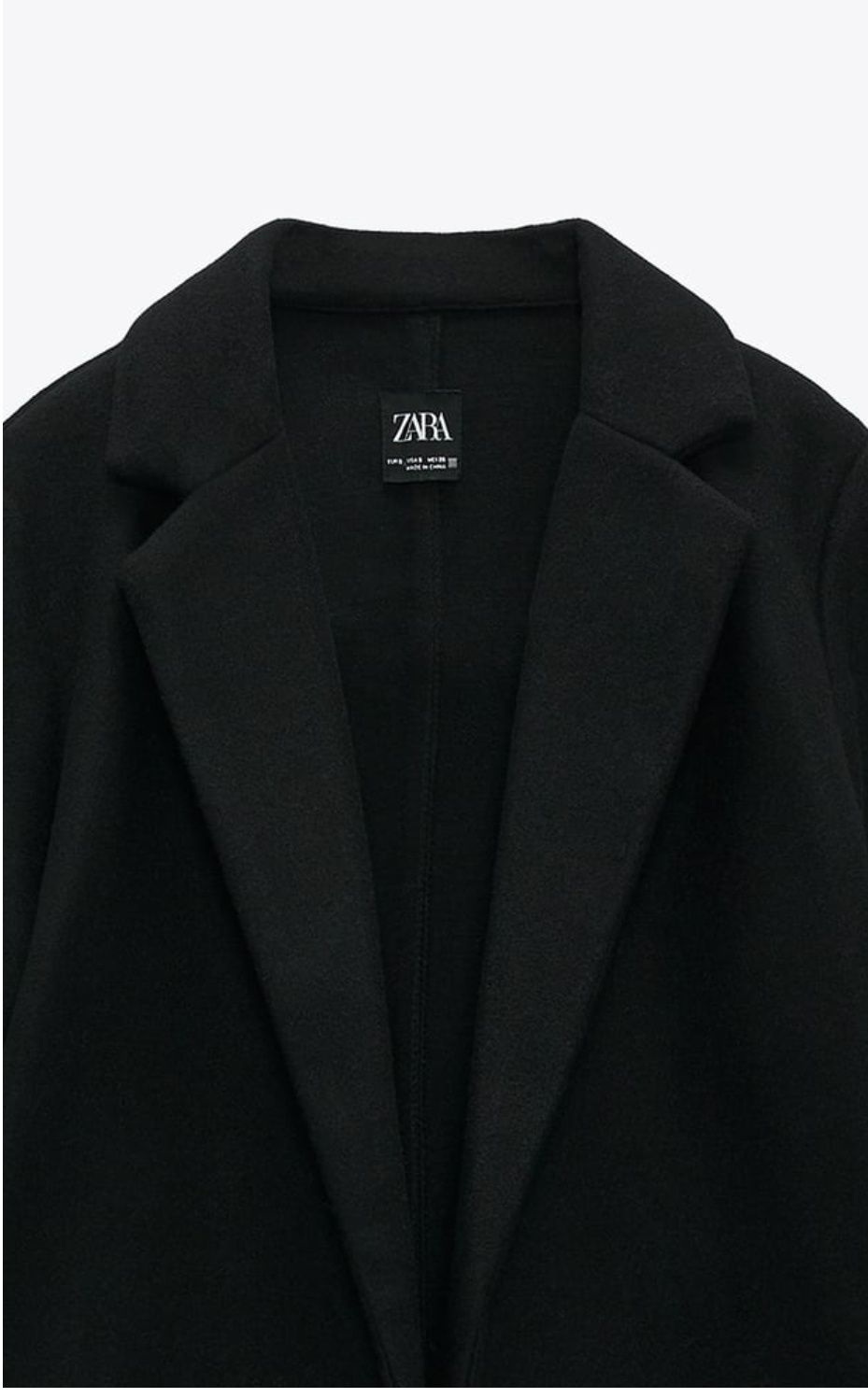 Продавам черно палто без закопчаване на фирмата Зара
