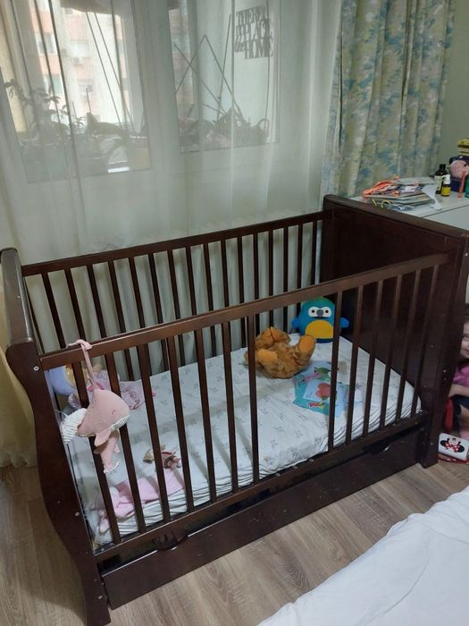 Pat patut copii bebelus lemn masiv + saltea cocos noua cadou