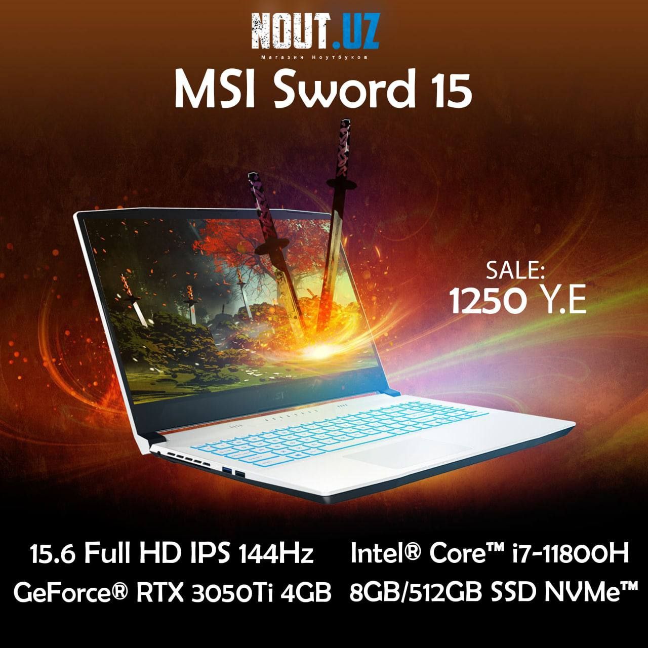 MSI sword 15(i7-11800h, 24/512, RTX 3050t)