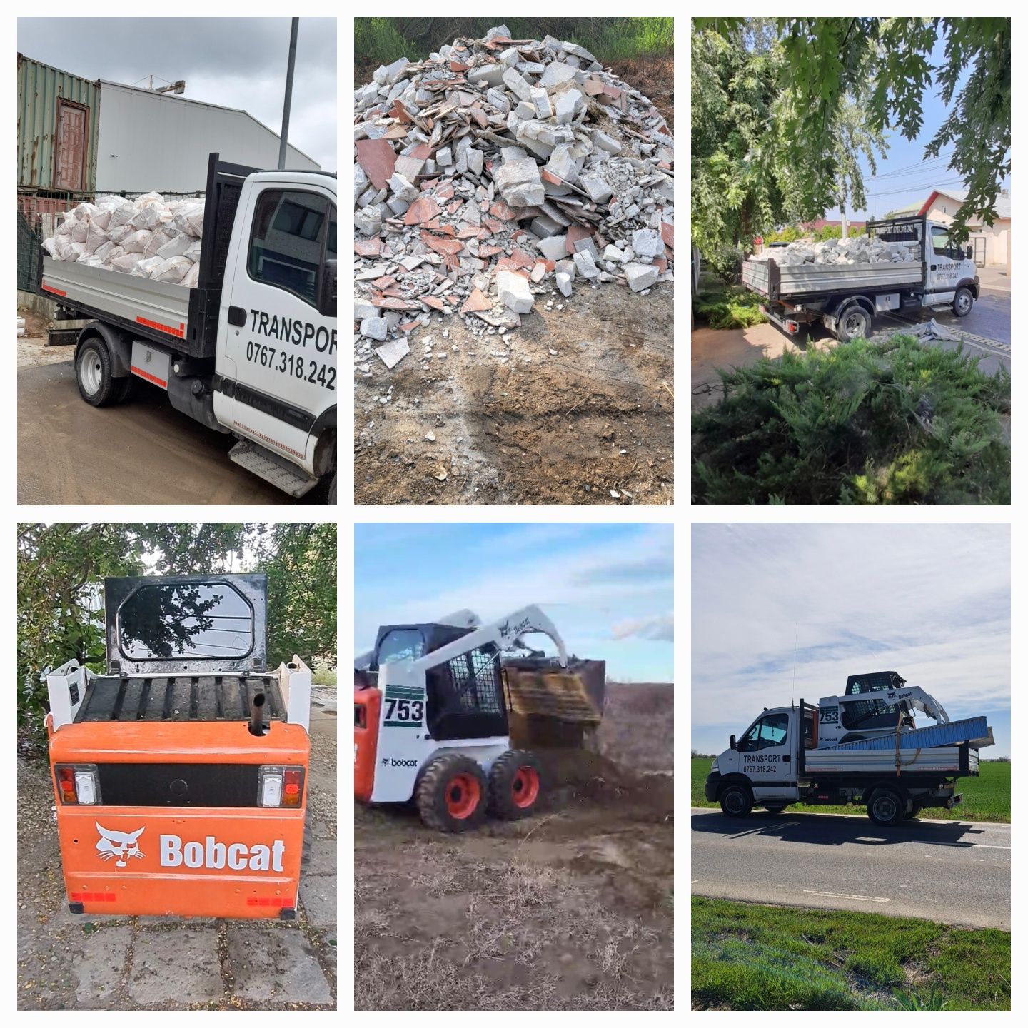 TRANSPORT Moloz Nisip Piatra Amestec Pamant Mobila Diverse+BOBCAT