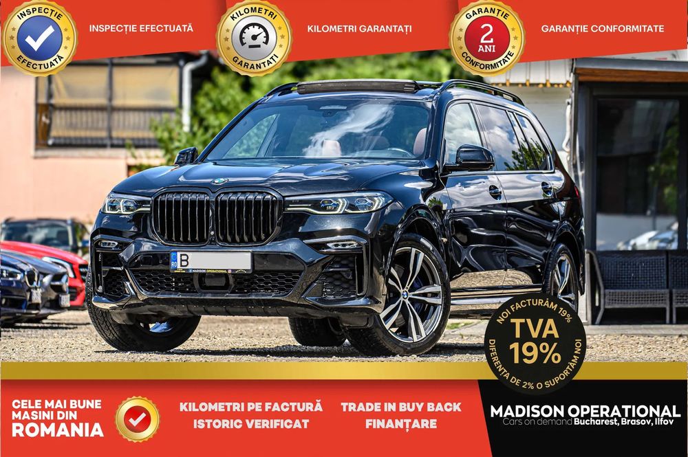 BMW X7 43.388eur+TVA, M, Lase, Pano, 7 Locuri, Perne, Harman Kardon M50i