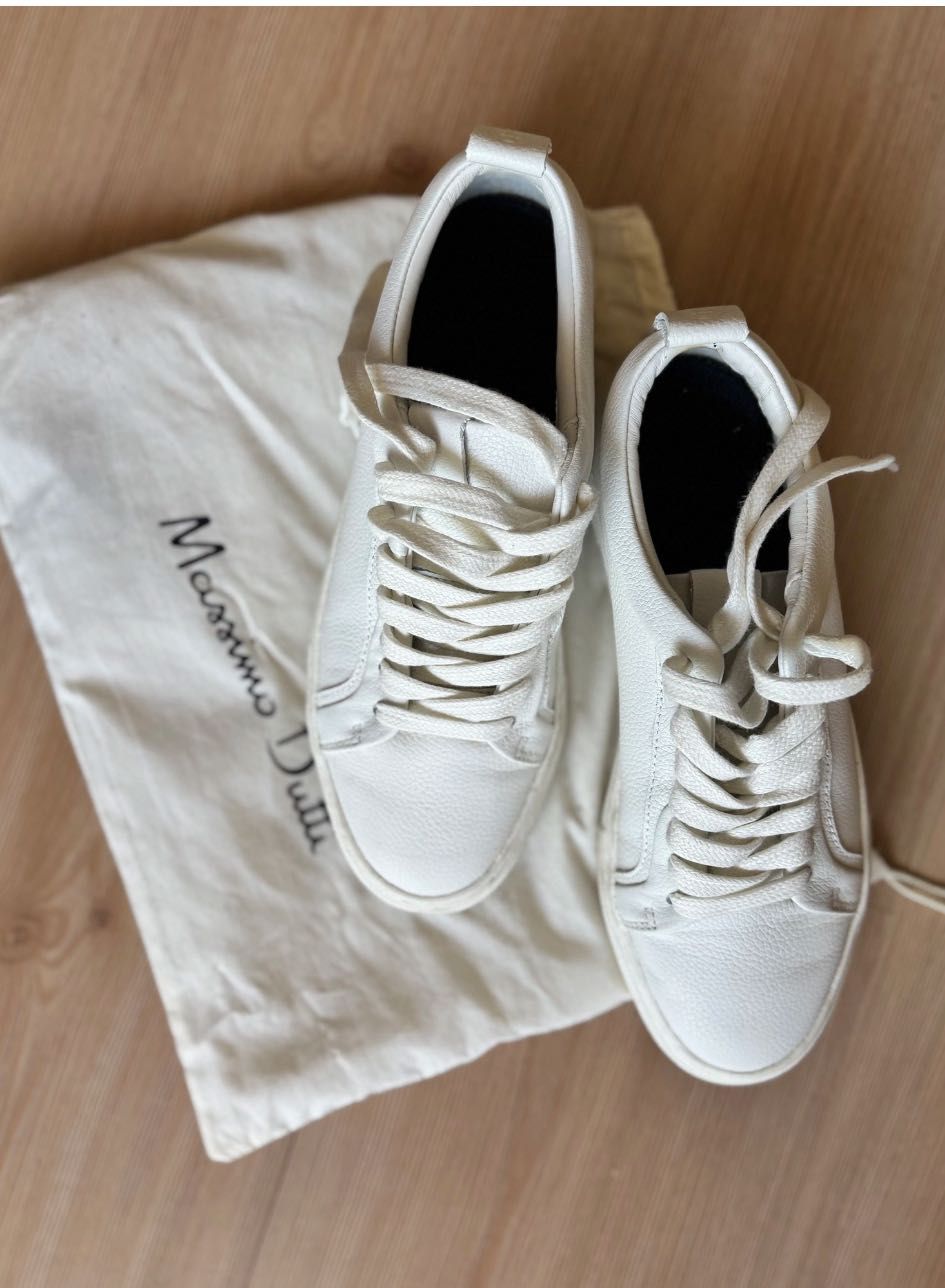 Кожени бели кецове Massimo Dutti