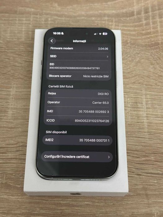 Iphone 16 Pro - alb, garantie 21.01.2027, ca nou.