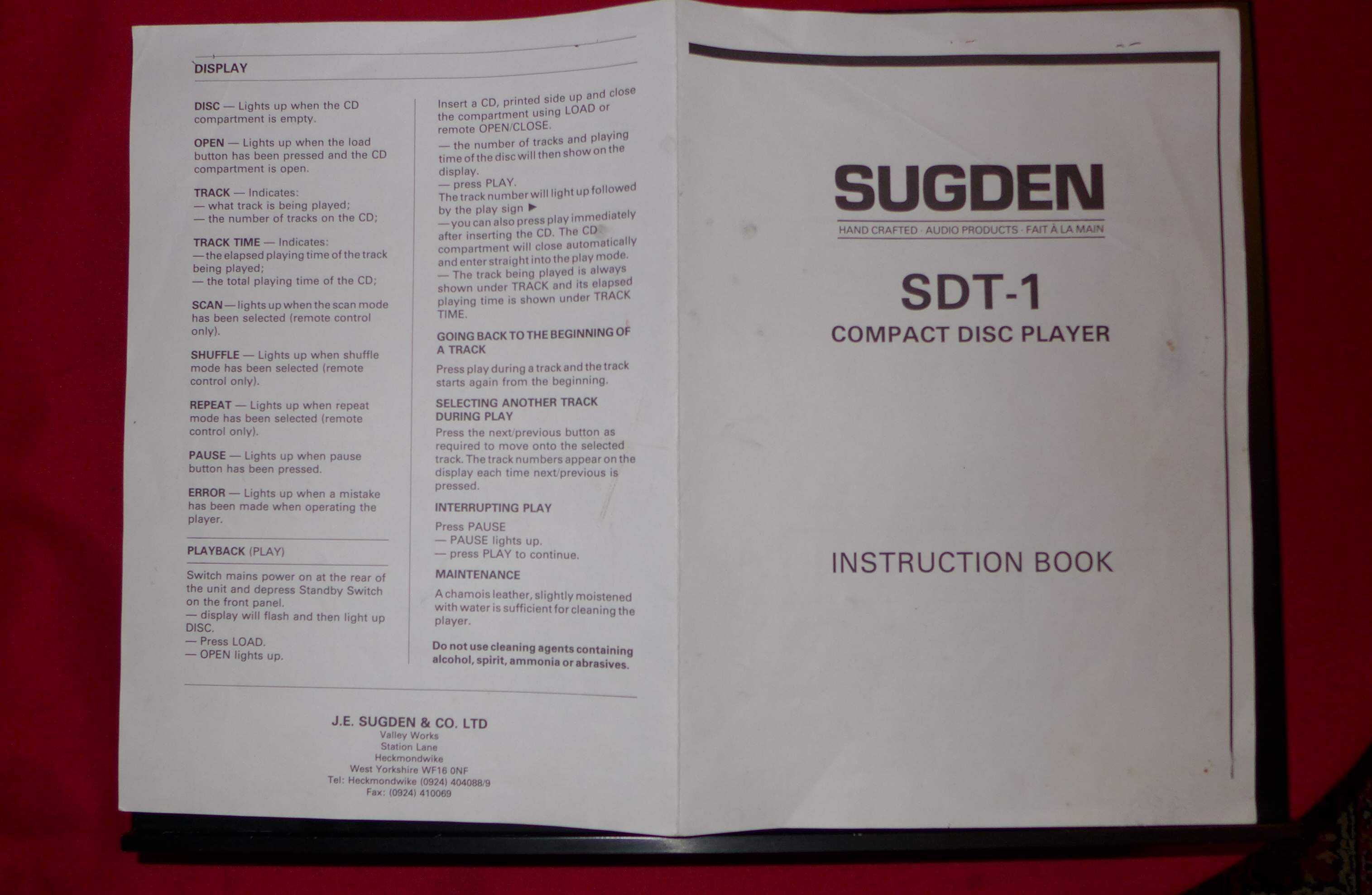 Върхов CD плейър Sugden SDT1 , UK с проблем