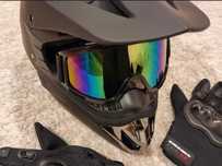 Cască cu ochelari, mănuși și cagulă, enduro, atv, moto S/M
