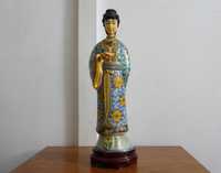 Statueta asiatica cu Email Cloisonné, ‘Maiden cu pergament’ | Veche