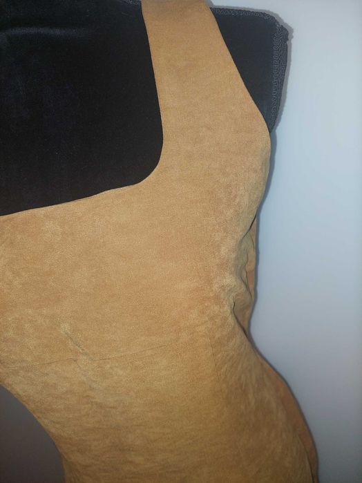 Rochie sarafan maro stil piele caprioara