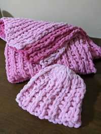 Сет одеяло и шапка за новородено ръчно плетен