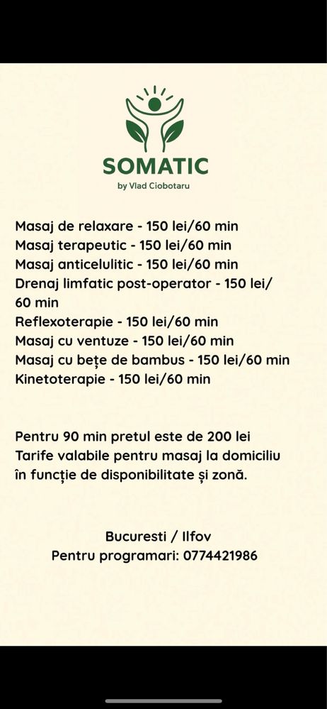 Masaj profesional la domiciliu sau cabinet