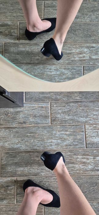 Balerini negri din piele intoarsa marimea 37