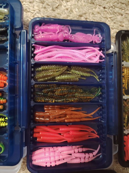 Lot 5 cutii meiho cu gume pentru pescuit păstrăv și clean