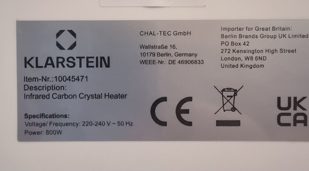 Инфрачервен нагревател Klarstein 800w