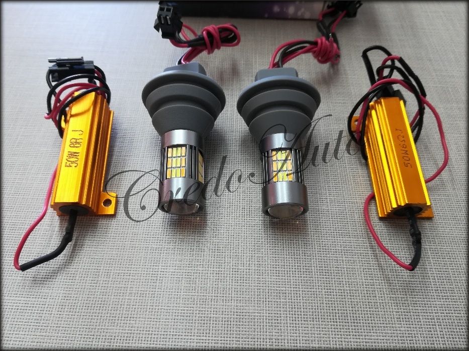 Ново!P21W/T20 DRL Canbus светлини за мигач 62 LED 4014 2х15W -2бр IP65