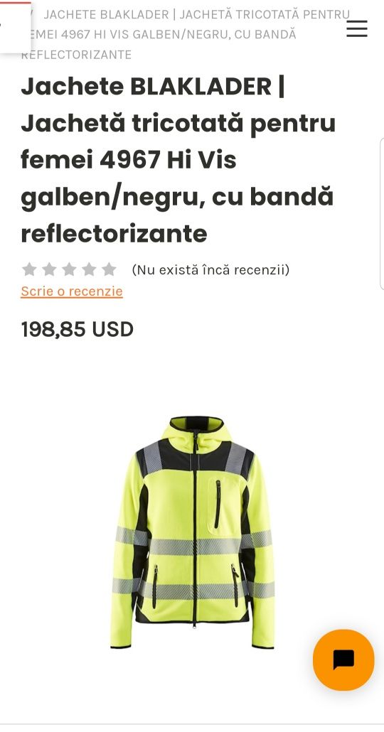 Jacheta muncă BLAKLADER Workwear, înaltă vizibilitate, măsura L (dame)