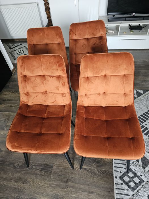 Scaune de catifea, culoare: portocaliu- caramiziu