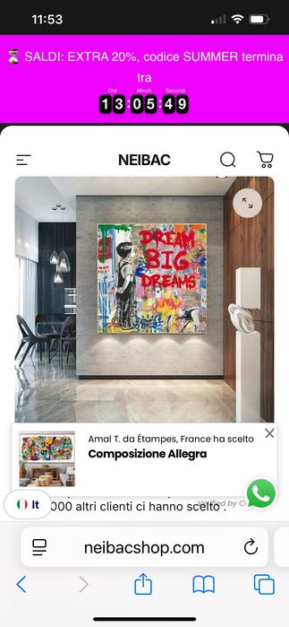 Картина Dream big dream 48*48 см.