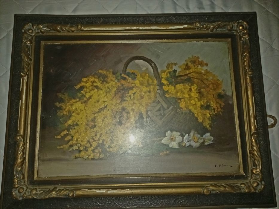 Tablou  coșul cu flori semnat Constantin Paun