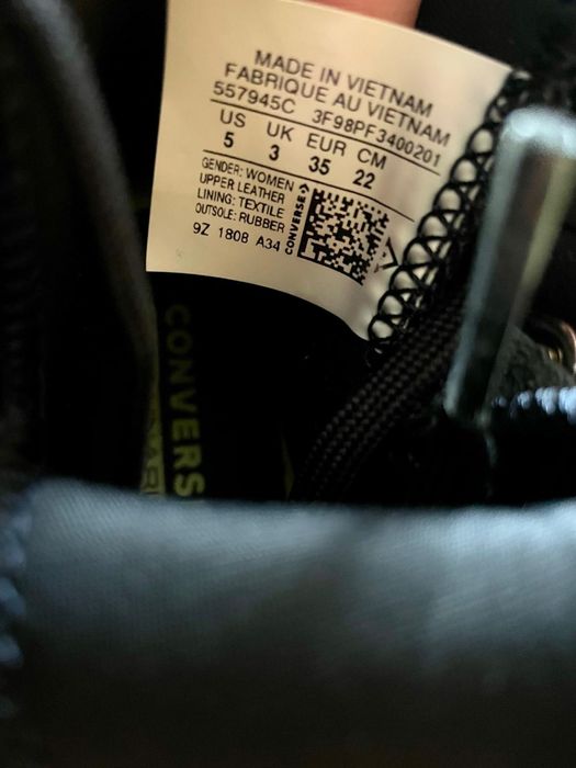 Vând Sneachers Converse damă, piele naturală, negre, mărimea 35