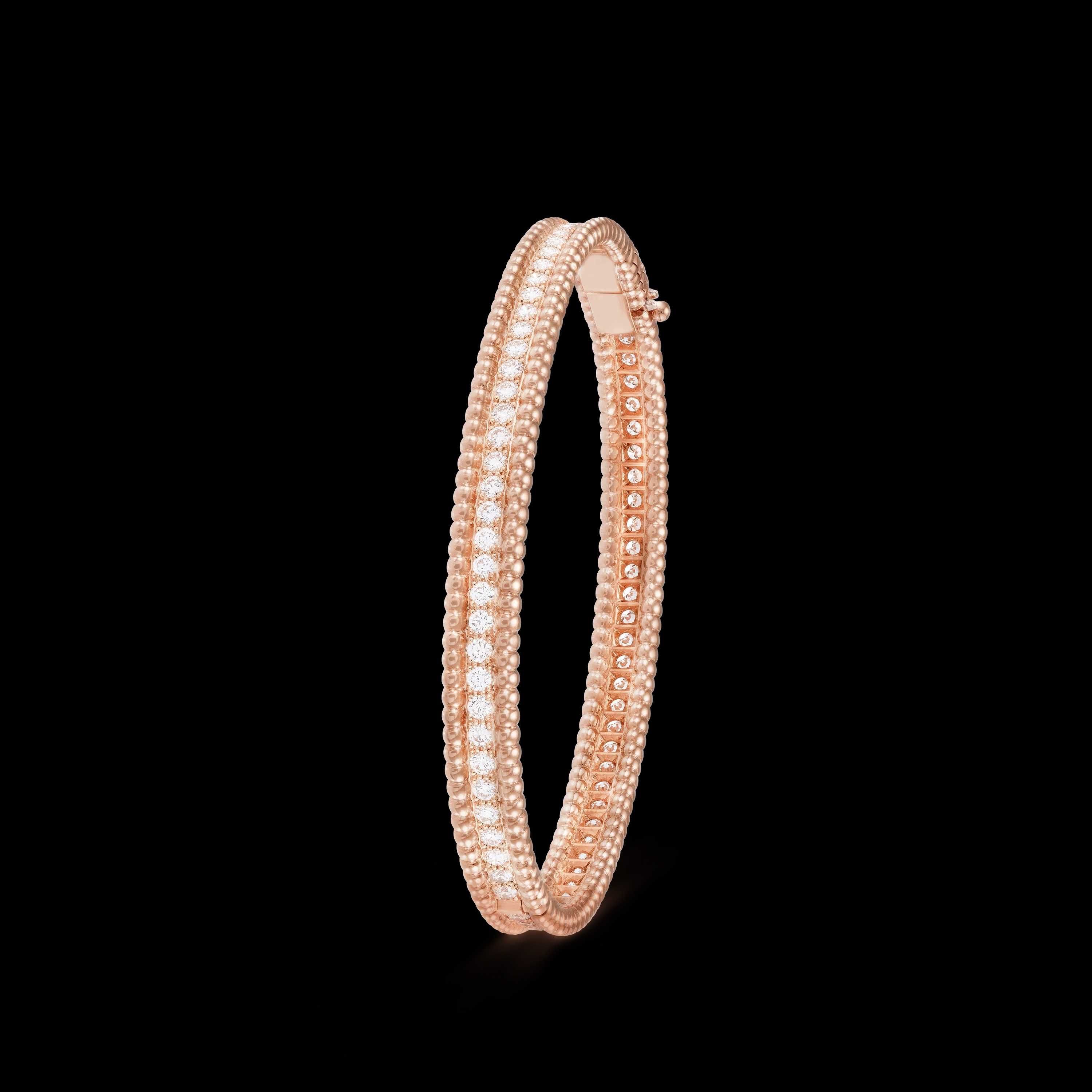 Van Cleef & Arpels VCA Rose Gold 1 Row Diamonds Perlée Дамска Гривна