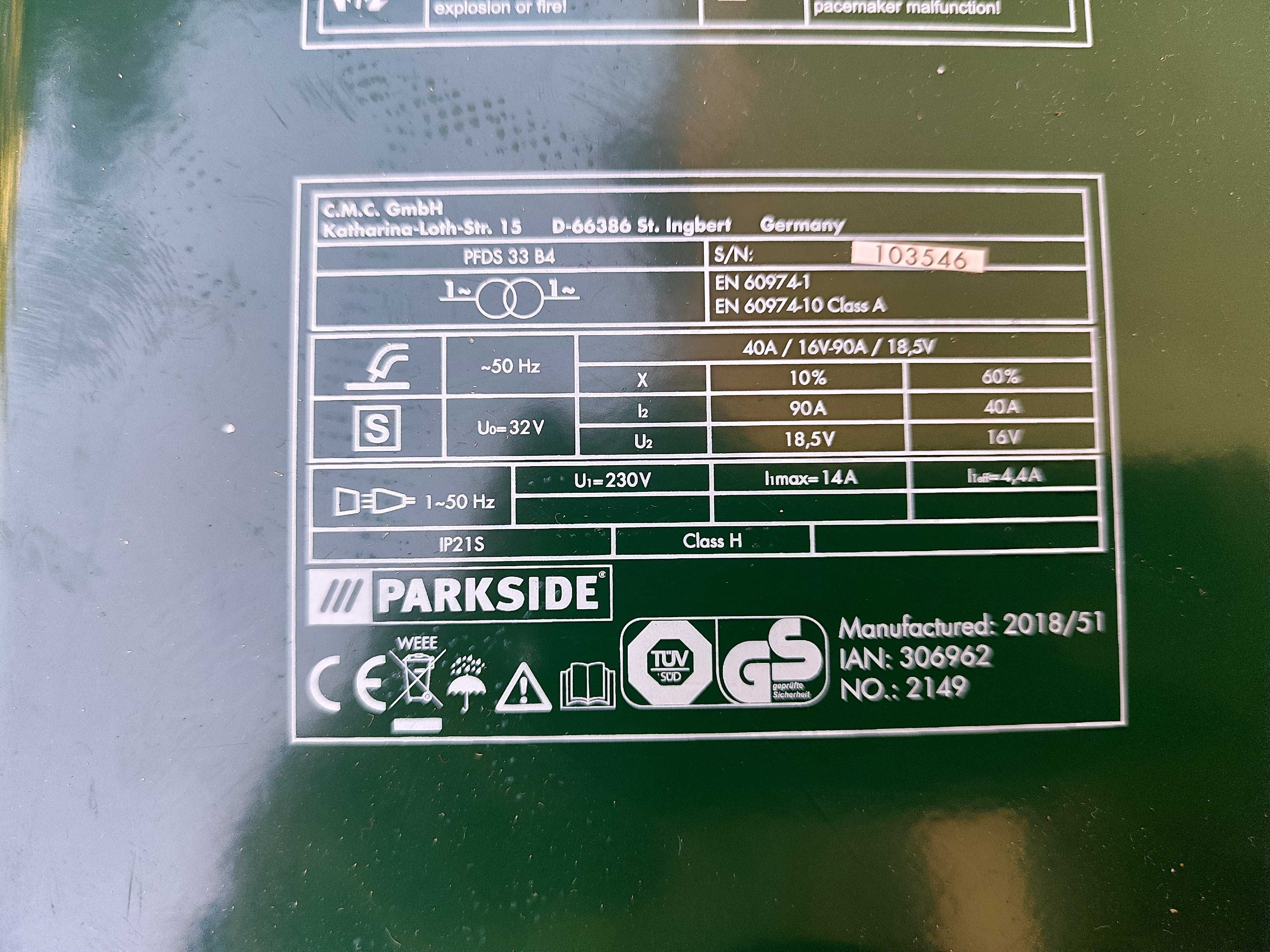 Заваръчен телоподаващ апарат Parkside PFDS 33 B
