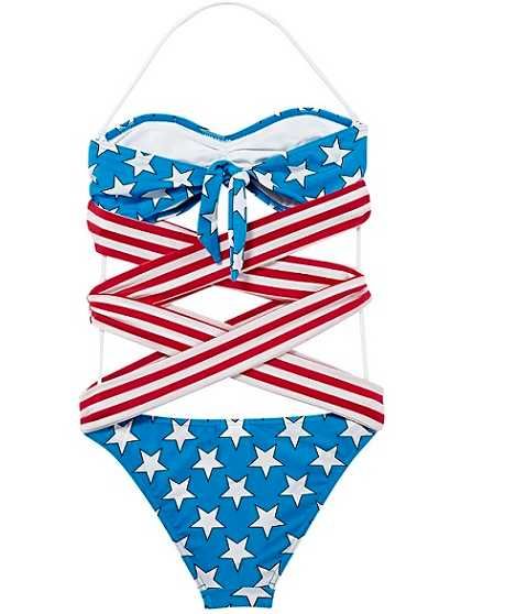 ADIDAS ORIGINALS Jeremy Scott USA Flag Stars Print Дамски Бански M