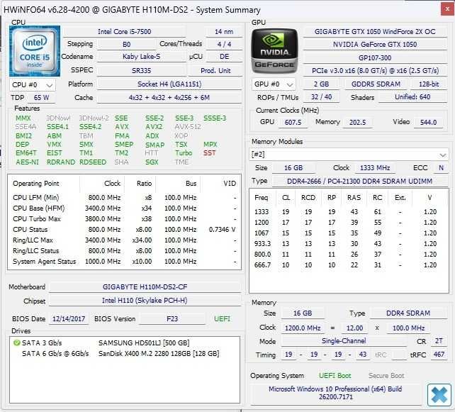 Calculator Unitate PC Gaming Gigabyte I5 7500 Ram 16 Gb GTX 1050 SSD