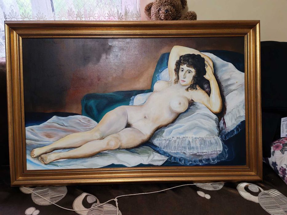 Tablou Mare Ulei Nud - Ramă Foiță Aur