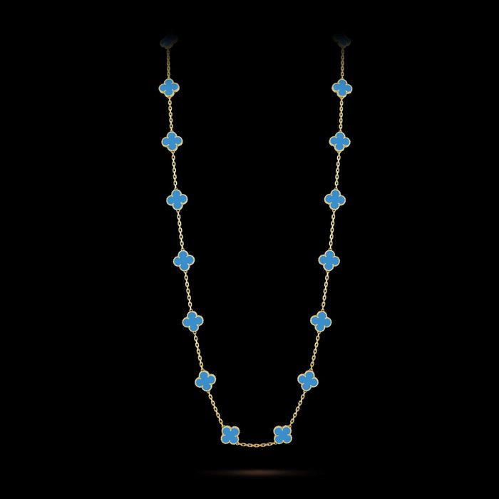Van Cleef & Arpels VCA Gold Turquoise Agate 20 Alhambra Дамско Колие