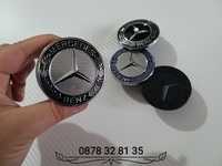 Емблема за преден капак на Мерцедес 57мм с черно венче Mercedes-Benz