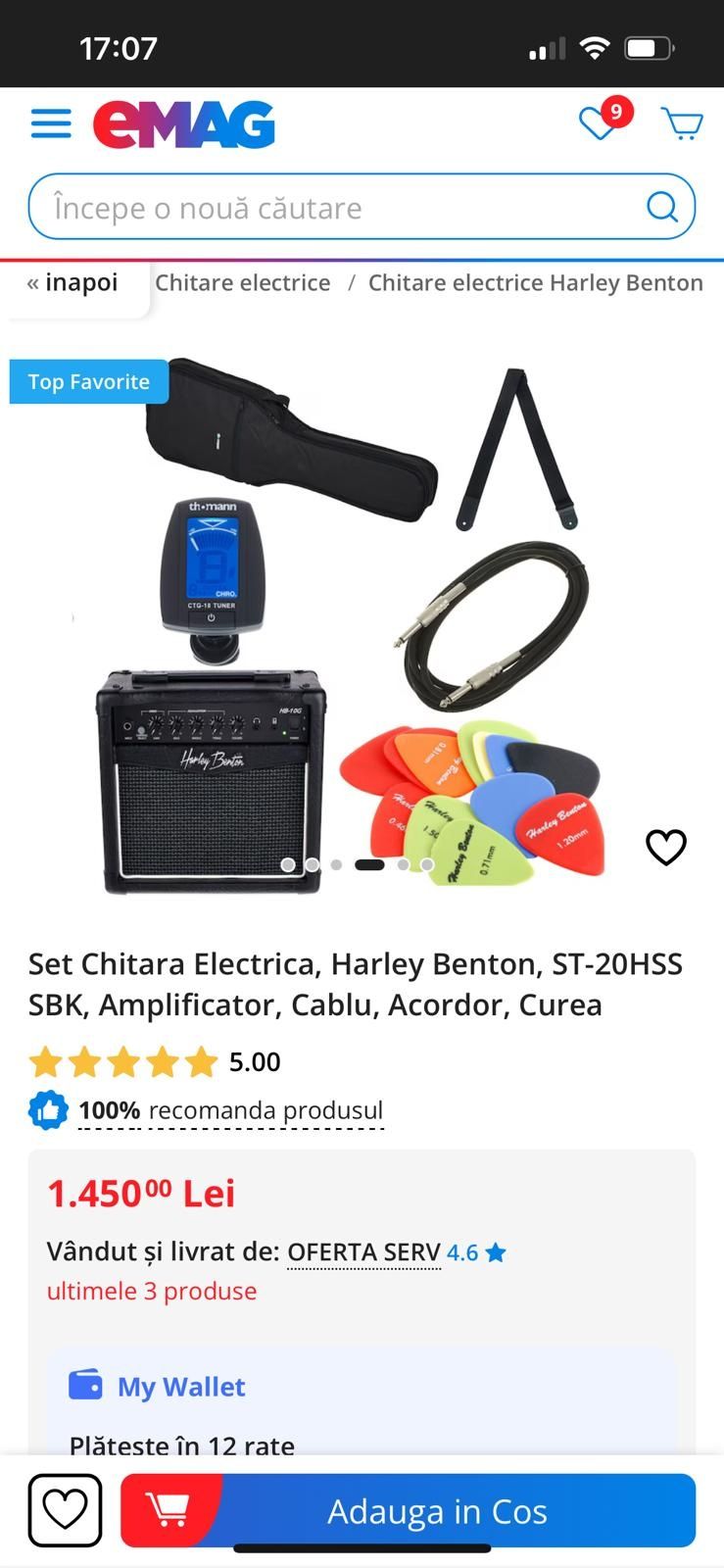 Set chitara electrica Harley Benton