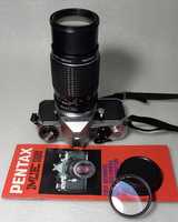 Aparat foto film Pentax ME Super cu obiectiv Pentax ZOOM 75-150 mm