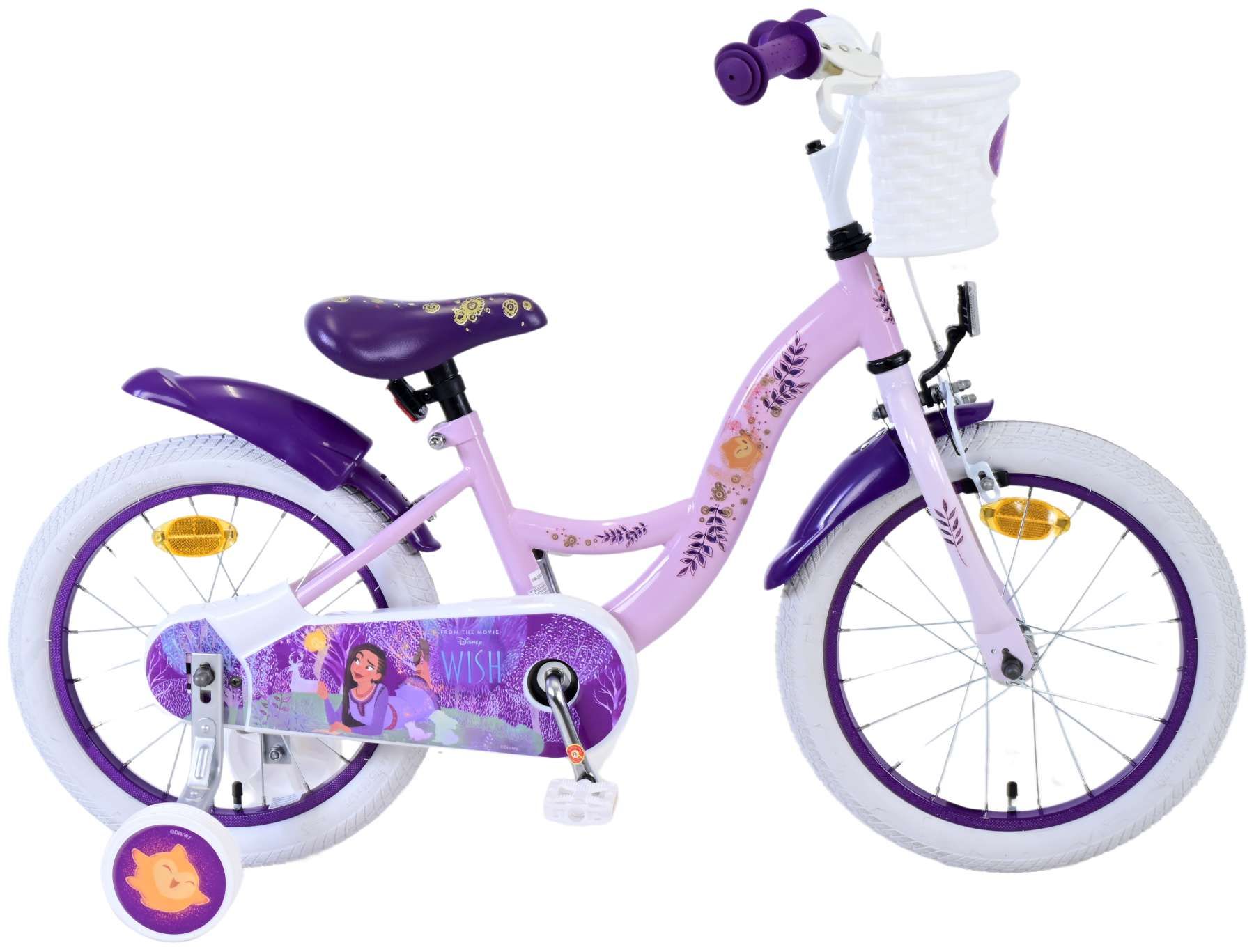 Bicicleta pentru fete Disney Wish, 16 inch, culoare violet/alb, frana