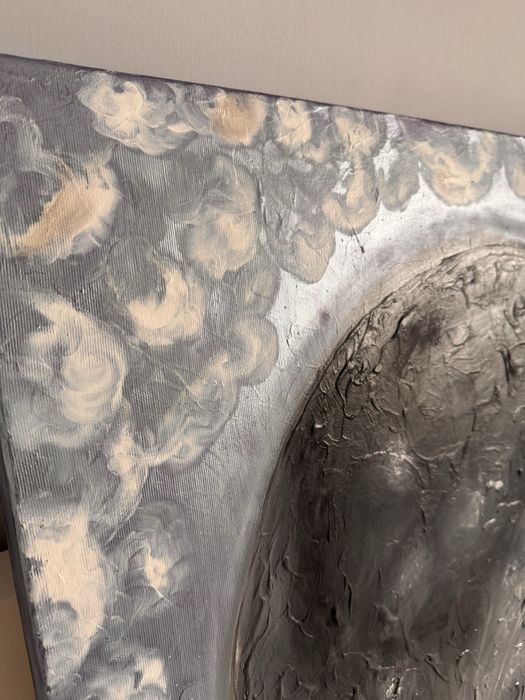 Tablou ulei Luna abstract 70x70 cm cu sasiu 4cm