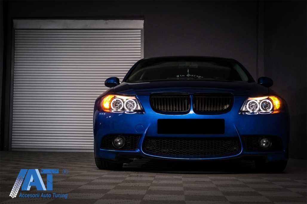 9. Faruri BMW Seria 3 E90 E91 (2005-2008) Angel Eyes Garantie 12luni