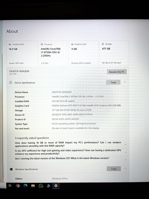 Laptop Dell G3 3779