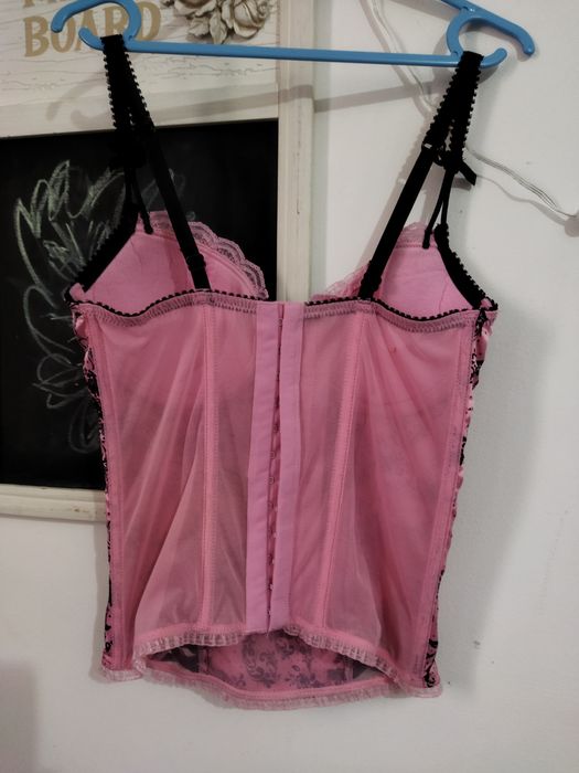 Corset lenjerie din satin sexy roz reglabil mărimea Xs-S