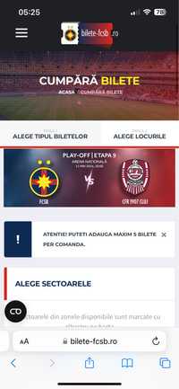 Bilete FCSB CFR Cluj, 11 mai 2024