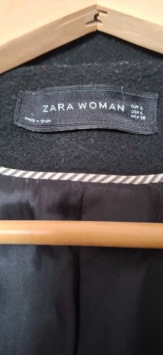 Palton clasic negru de femei din stofa, marimea L