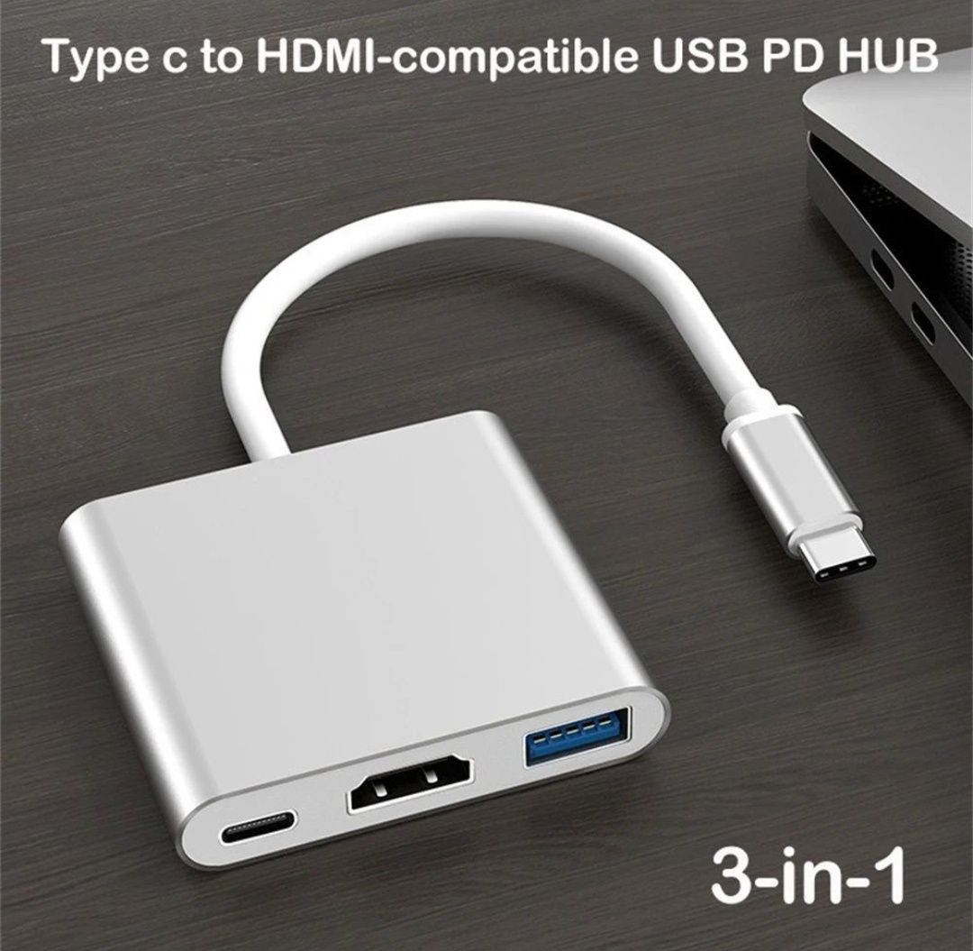 3in1 tip C Hdmi USB Macbook Laptop PC etc