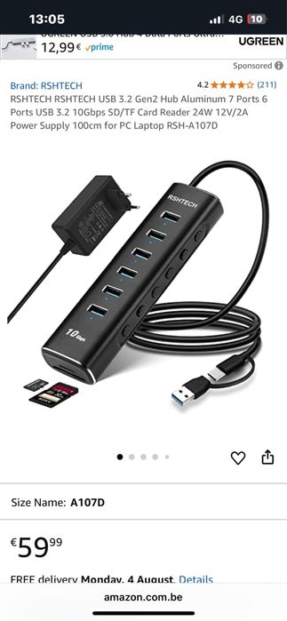 RSHTECH RSH-518-2 HUB USB 3.0 7 Porturi cu Comutator