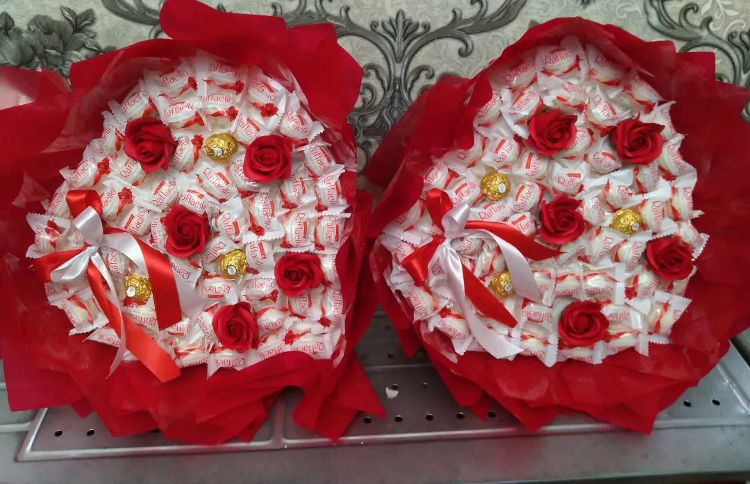 Подарки для праздники шоколад цветы гүл фруктовый корзина и хлебная