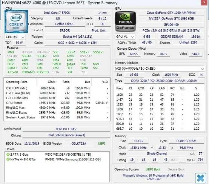 Calculator Gaming i7 8700K + GTX 1060 6GB + SSD NVMe + HDD + 16GB RAM