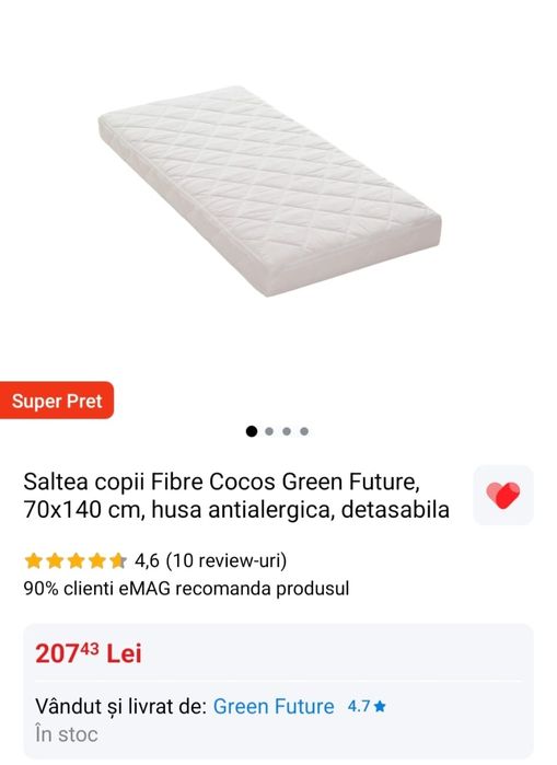 Pat copil 70x140, saltea, husa saltea, aproape nou