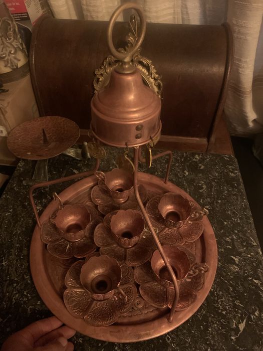 Set complet de cesti cu farfurioare, cupru