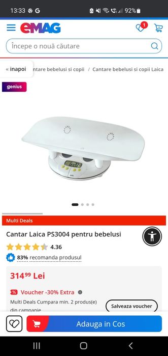 Vând cântar pentru bebeluși marca LAICA