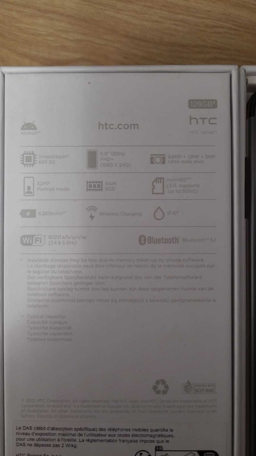 Telefon mobil HTC Desire 22 Pro, Dual SIM, 128GB, 8GB RAM, 5G, Gold