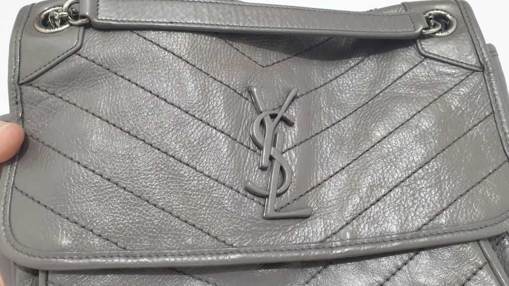 Geanta YSL Niki Baby In Crinkled Vintage Leather