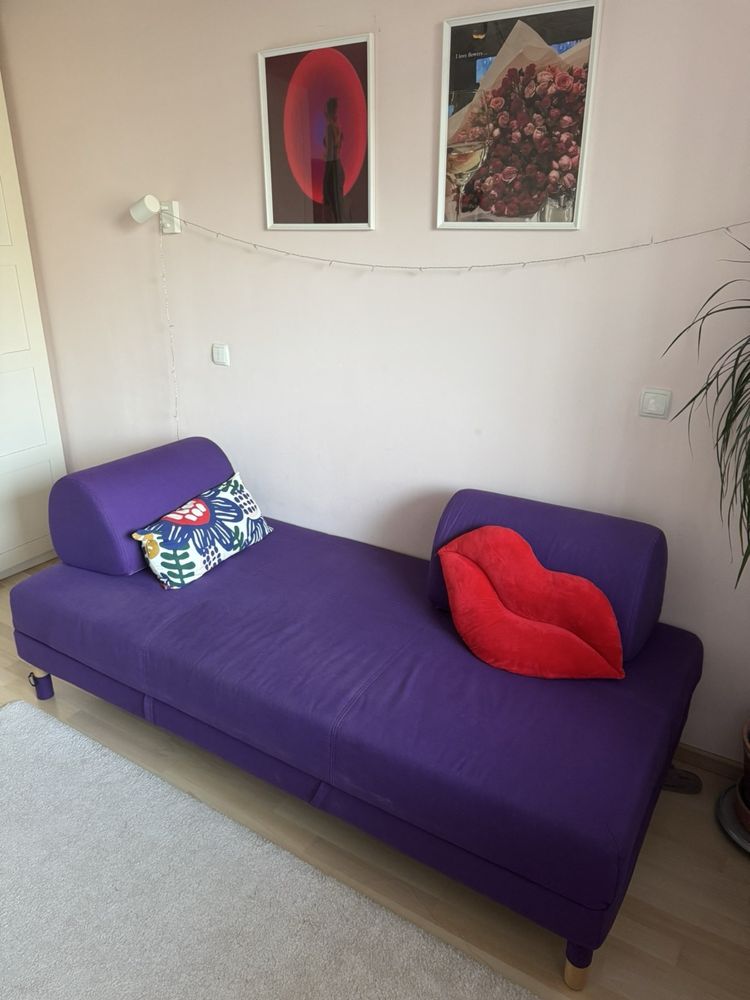 Диван IKEA Flottebo (90x200), лилав, с място за съхранение