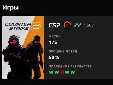 Аккаунт FACEIT 8 lvl (1607 elo) с верификацией