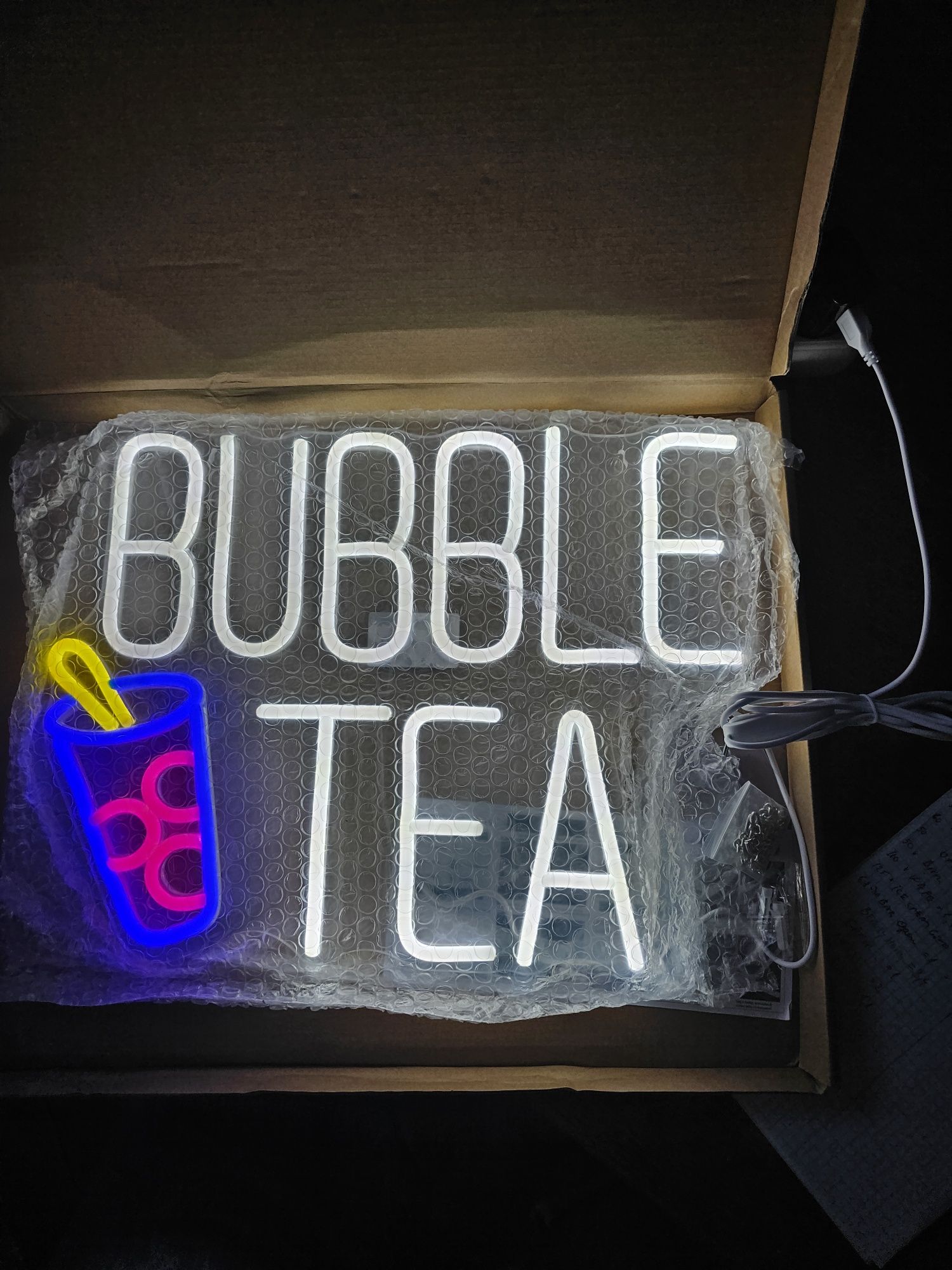 Afis neon led, bubble tea, reclama luminoasa